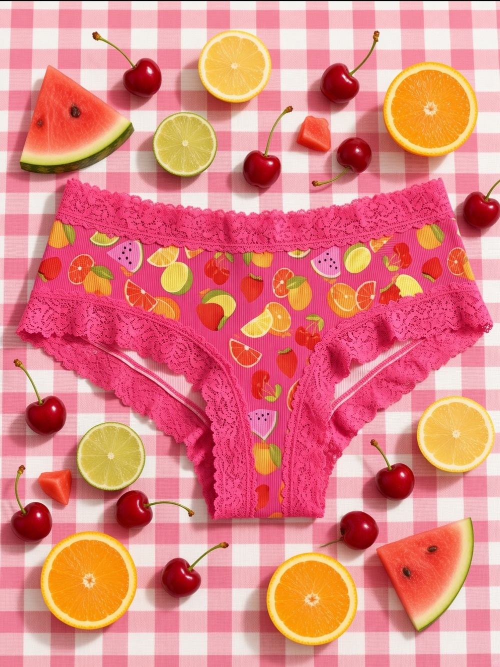 PINK Victoria’s Secret - Fruity & Lacey Bright & Hot Pink Playful Panty